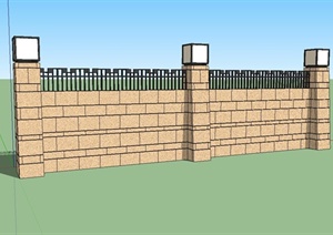现代围墙设计SU(草图大师)模型