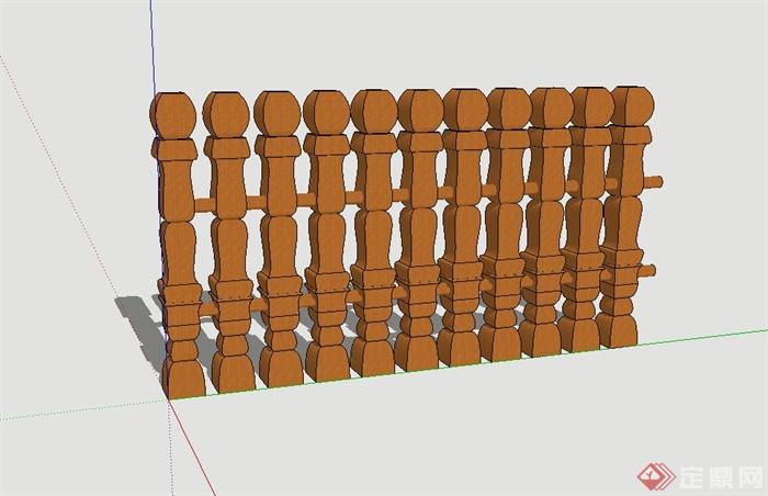精致木围栏设计su模型(1)