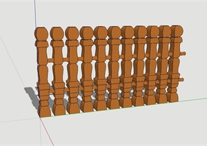 精致木围栏设计SU(草图大师)模型