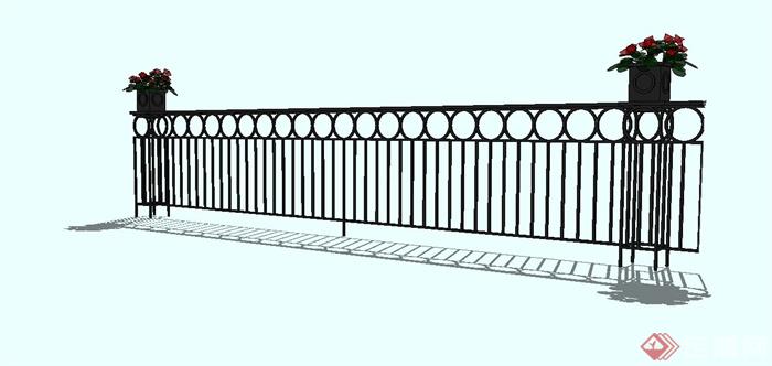 现代铁艺围栏设计su模型(2)