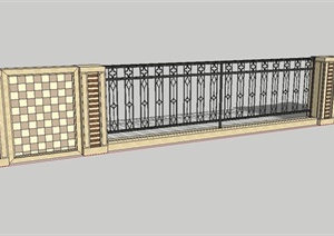 现代铁围栏围墙设计SU(草图大师)模型