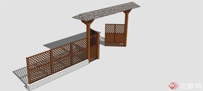 古典中式镂空围墙SU模型(1)