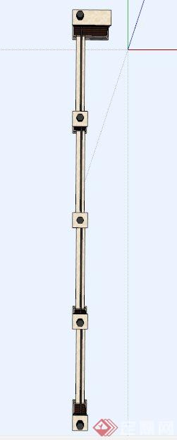 现代中式铁艺栏杆SU模型(2)