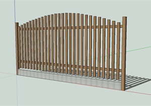 现代木质栅栏围栏设计SU(草图大师)模型