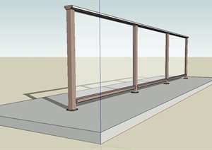 园林景观节点玻璃栏杆、围墙设计SU(草图大师)模型