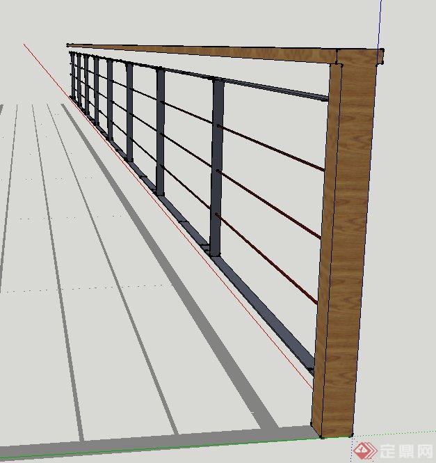 木质铁艺栏杆设计SU模型(2)