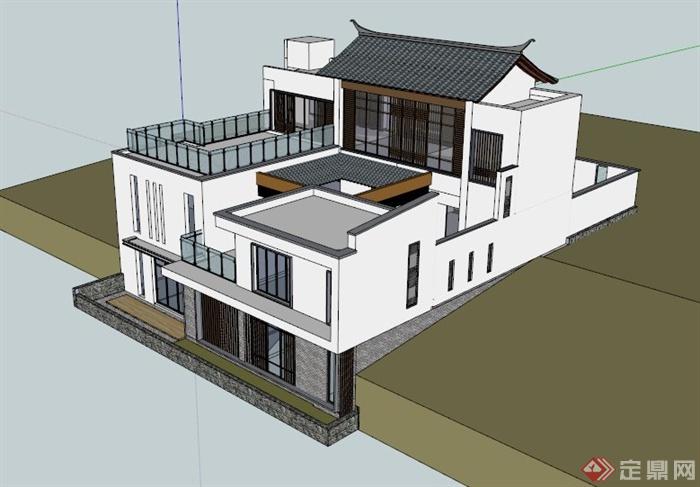 白族民居建筑设计SU模型(1)