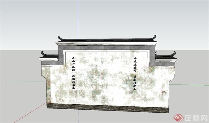单层古典中式住宅楼建筑设计su模型(3)