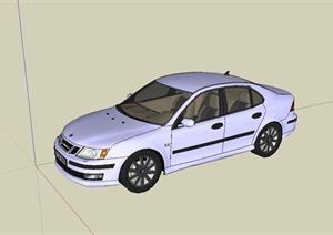 淡蓝色轿车设计SU(草图大师)模型