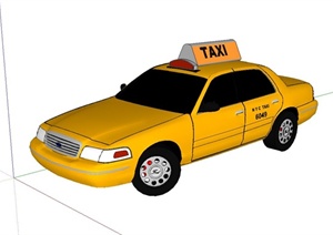 黄色出租车的士SU(草图大师)模型