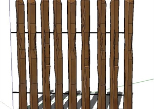 木质竖条状栅栏栏杆设计SU(草图大师)模型