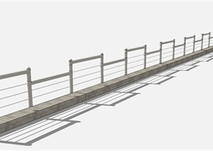 现代简约长护栏栏杆SU(草图大师)模型