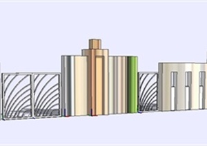 现代简约镂空围墙设计SU(草图大师)模型