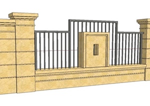 新古典风格景观围墙设计SU(草图大师)模型