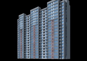 现代某高层联排住宅建筑设计JPG模型效果图