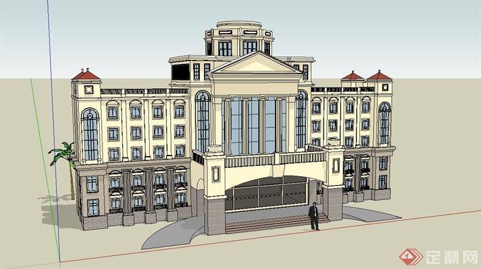 欧式学校教学楼建筑设计su模型(2)