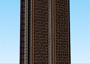 高层新中式住宅SU(草图大师)模型