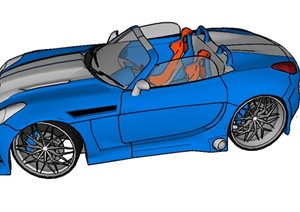 蓝色交通工具敞篷跑车设计SU(草图大师)模型