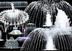 多款喷泉水柱景观设计PSD效果图