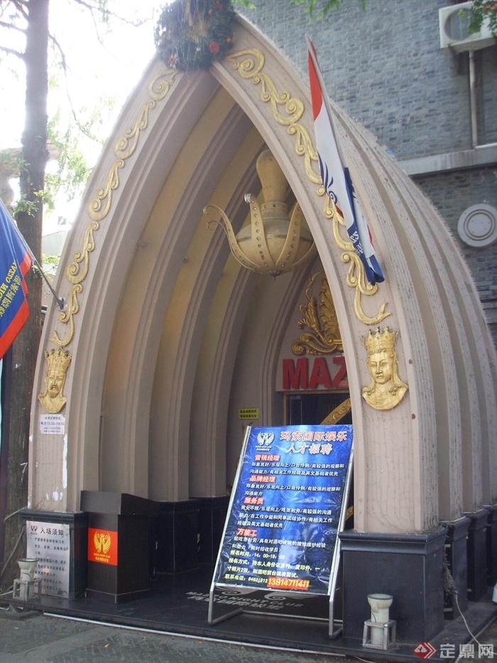 酒吧入口,东南亚风格造型,宗教雕花