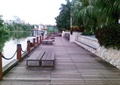 滨水景观,亲水木平台,铁链护栏,木坐凳