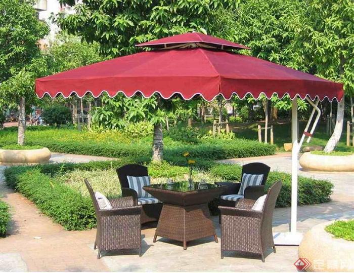 遮阳伞坐凳组合,遮阳伞,休闲桌椅,树池
