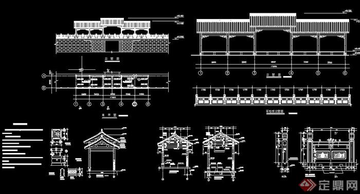 古典中式长廊亭设计cad详图(2)
