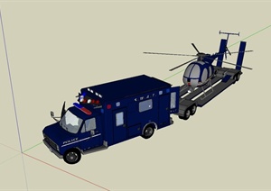直升机拖车SU(草图大师)模型