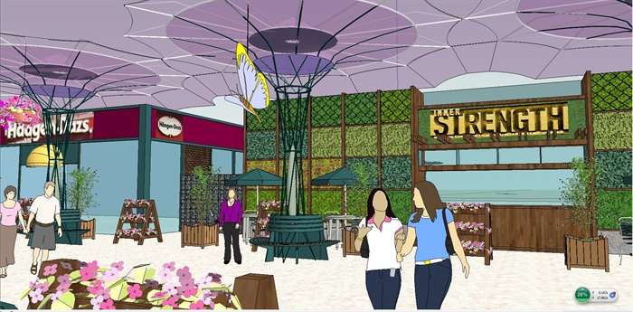 室内商业街设计方案Sketchup模型