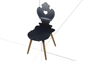 创意黑桃形靠背椅子设计SU(草图大师)模型