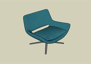 蓝色休闲椅子SU(草图大师)模型