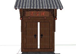 古典中式庭院入口小锤门设计SU(草图大师)模型