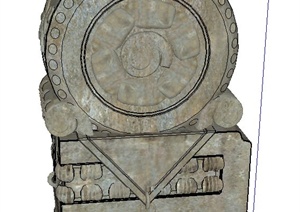 古典中式刻画石鼓小品SU(草图大师)设计模型