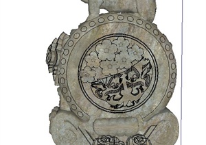 古典中式狮子雕花石鼓设计SU(草图大师)模型