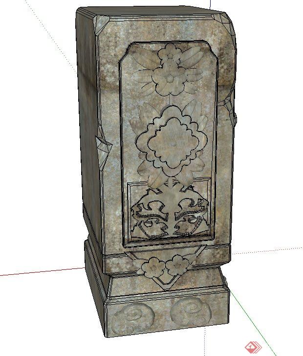 古典中式长方形石柱设计SU模型(2)