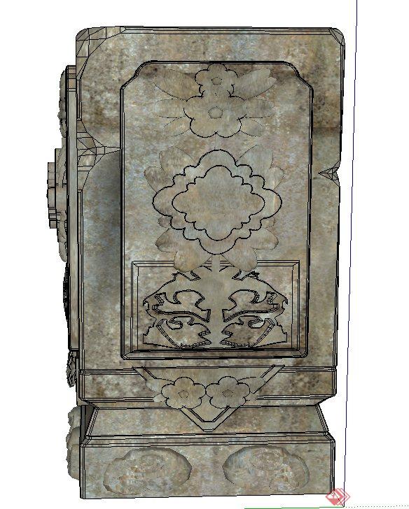 古典中式长方形石柱设计SU模型(1)