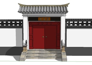 古典中式庭院入口门设计SU(草图大师)模型