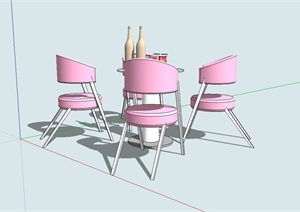 时尚简约风格桌椅设计SU(草图大师)模型