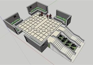现代中式象棋广场景观节点设计SU(草图大师)模型