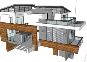 新中式别墅住宅设计SU(草图大师)模型
