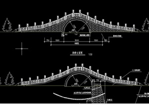 古典石桥建筑设计cad图
