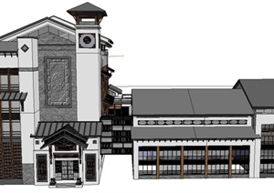 古典中式六层高端会所建筑设计SU(草图大师)模型