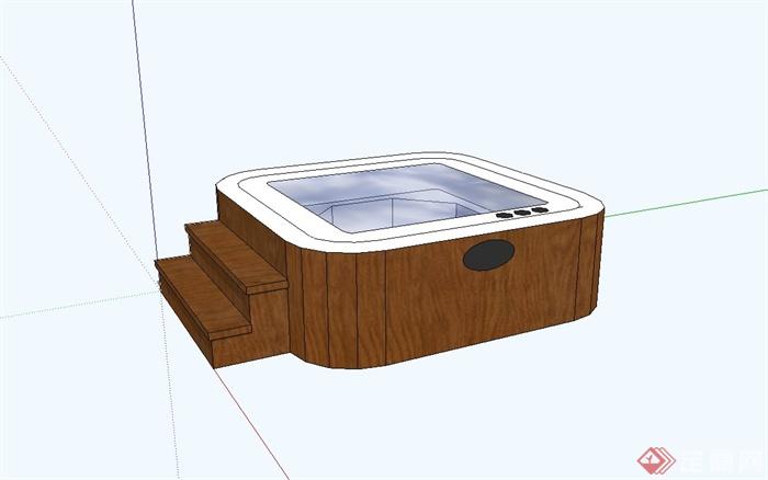 现代木质浴池设计su模型