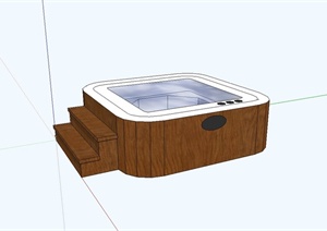 现代木质浴池设计SU(草图大师)模型