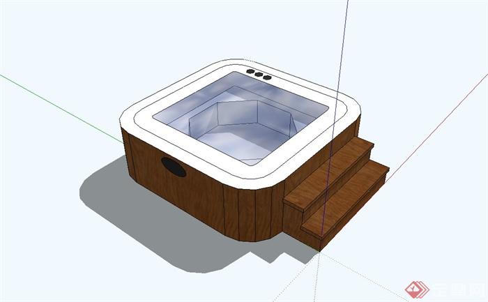 现代木质浴池设计su模型