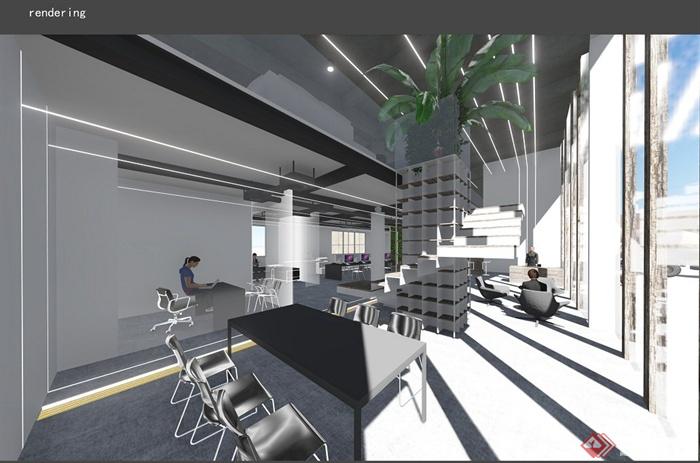 某两层工业风格私人办公住宅空间室内装饰设计方案文本（CAD施工图+SU模型+jpg效果图）(4)