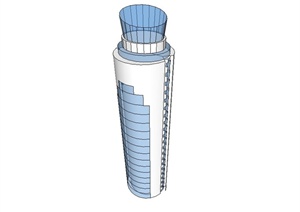 简约圆柱形高层办公楼建筑设计SU(草图大师)模型