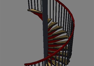 室内一层半旋转楼梯设计SU(草图大师)模型