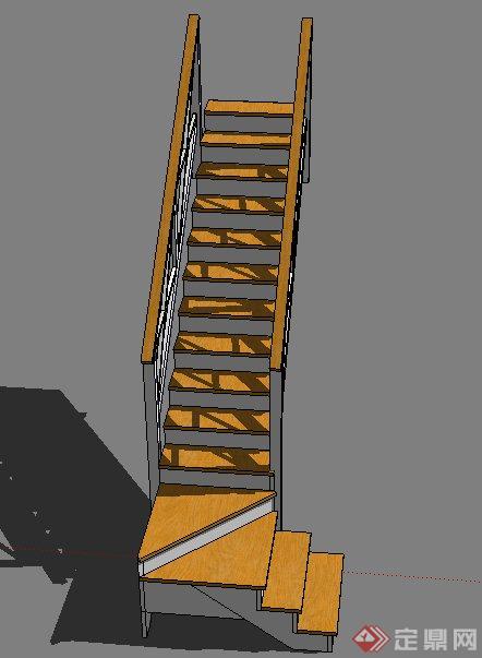 室内木质转角楼梯踏步设计SU模型(2)