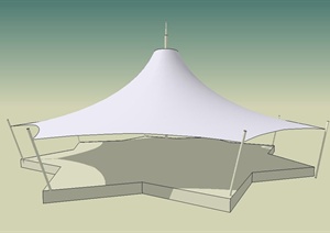 现代某花朵形张拉膜设计SU(草图大师)模型